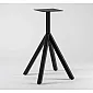 Design metal table base with a central column and four angled support legs, height 72 cm, base bottom dimensions 43x43 cm, black color, for tabletops up to 70x70 cm