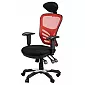 Chaise de bureau pivotante avec dossier en maille haute résistance avec appui-tête, couleur rouge et noir