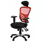 Drehbarer Bürostuhl mit atmungsaktiver Rückenlehne in roter Farbe mit Kopfstütze