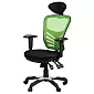 Otočná kancelářská židle s prodyšným opěrákem v zelené barvě s opěrkou hlavy