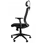 Grozāms biroja krēsls melnā krāsā ar galvas atbalstu