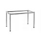 Estrutura de mesa com pés redondos, dimensões 116x76 cm, cores: alumínio, preto, grafite