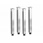 Möbelbeine aus elektropoliertem Aluminium mit quadratischem Querschnitt und Chromeffekt, Höhe 71 cm, 82 cm, 110 cm, 4er-Set.