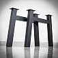 Pieds de table en métal en forme de H pour table à manger ou table de bureau, hauteur 71 cm, largeur totale 79 cm, jeu de 2 pieds