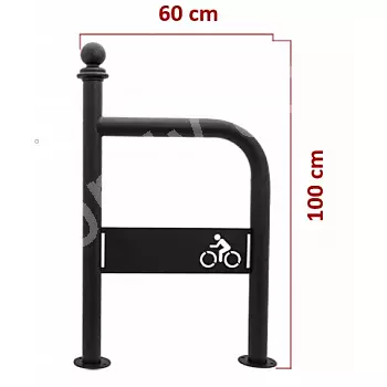 Bisiklet logolu dış mekan metal bisiklet park yeri, retro tarz, siyah renk, boyutlar 100x60 cm