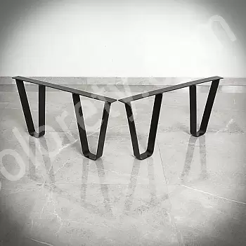 Durable low height steel table legs made of flat iron, height 38 cm, width 80 cm, 2 pcs.