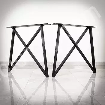 Metal ayaklar X şeklinde, boyutlar 75x72cm, siyah renk, sette 2 parça