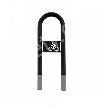 Suport pentru biciclete din oțel, durabil, pentru exterior, din beton, cu sigla bicicletei, culoare neagră, dimensiuni 80X36 cm