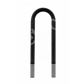 Outdoor metal bike parking rack from steel, black color, concrete-anchored, size 36x80 cm