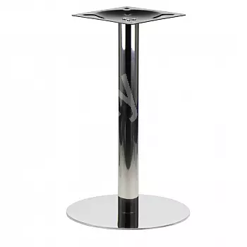 Polírozott rozsdamentes asztallap, talp átmérője 44,5 cm, magassága 72,5 cm