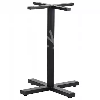 Base de mesa central em aço, uma coluna, altura 72,5 cm, dimensões do fundo da base 58x58 cm, cor preta