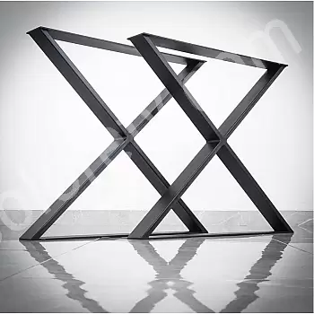 Pata de mesa robusta de metal en forma de X de acero, altura 71 cm, ancho 80 cm, 2 piezas en el juego
