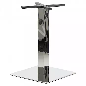 Gepolijst roestvrijstalen tafelonderstel, hoogte 72,5 cm, onderstel 50x50 cm
