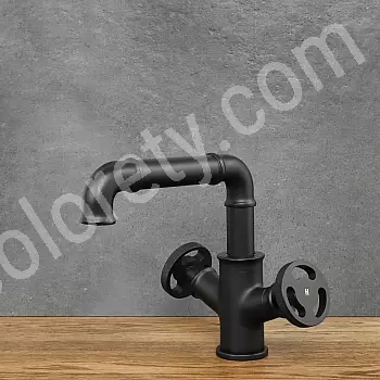 Rubinetto per lavabo in stile retrò in ottone nero, altezza 18 cm, lunghezza beccuccio 15,5 cm