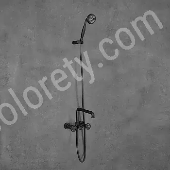 Wall-mounted bath or shower faucet in black color