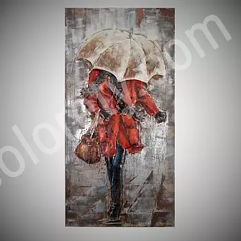 3D metalna umjetnina &amp;amp;quot;Žena na kiši s kišobranom&amp;amp;quot;, visina 120 cm, širina 60 cm, težina 8 kg