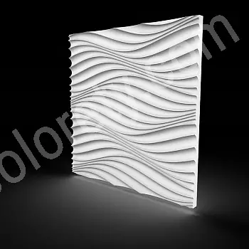 Dekorative Wandpaneele aus Polystyrol Linnen, 60x60cm, wäiss Faarf, Set vun 12 Stéck.