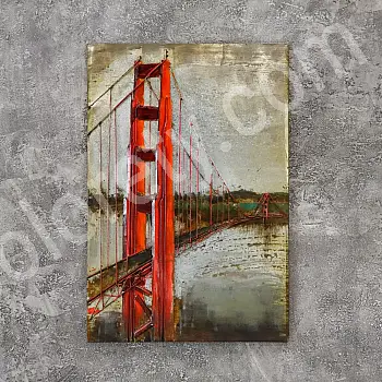 3D fémgrafika &amp;amp;quot;Golden Gate Bridge&amp;amp;quot;, mérete 120x80 cm, súlya 9,6 kg
