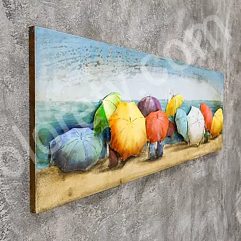 3D metallimaaling Rand, inimesed, vihmavarjud 60x180cm