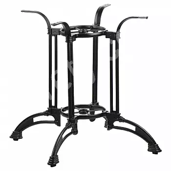 Pied de table en fonte de grande taille avec 4 pieds, couleur noire, hauteur 72 cm, adapté aux plateaux de 100x100 cm, poids 21,5 kg