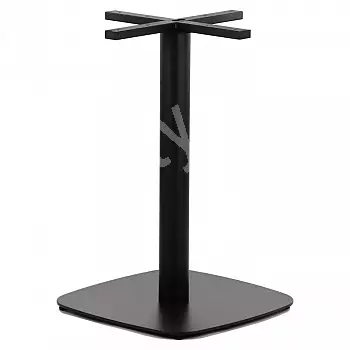 Central bordfod af stål, højde 73 cm, bundplade mål 50x50 cm, sort farve, vægt 16,5 kg