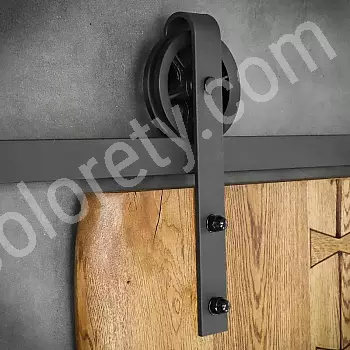 System do drzwi przesuwnych ze stali, do drzwi jednoskrzydłowych do 130 kg, długość 2 metry, kolor czarny, montaż do ściany