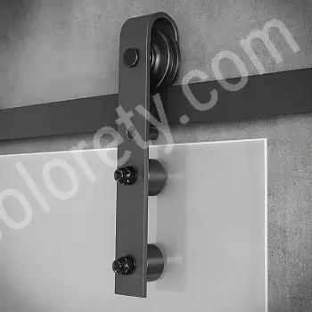 Sistema di porte scorrevoli in vetro ad un'anta per porte in vetro, fino a 130 kg, lunghezza 2 metri, nero, a parete
