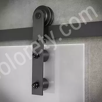 Skjutdörr enbladig glasdörrsystem, vikt upp till 130 kg, längd 2 meter, svart färg, väggmonterad