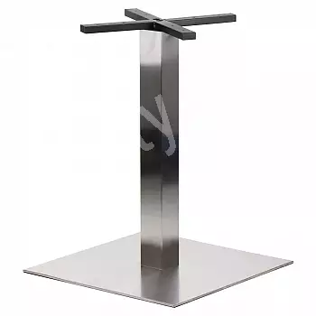 Base de table centrale en acier inoxydable brossé, hauteur 72,5 cm, dimensions de la plaque inférieure 50x50 cm, pour surfaces jusqu&amp;amp;#039;à 80x80 cm