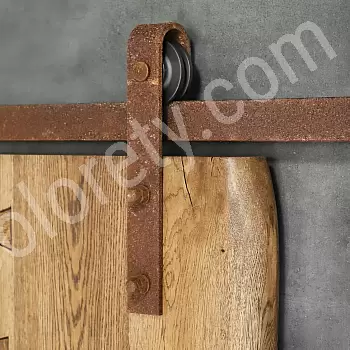 Sliding door system, rust effect, for wooden doors, weight up to 130 kg, length 2 meters, wall mountable