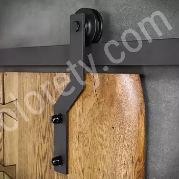 Sistema de puerta corredera, negra, de acero, longitud 2 metros, para puertas de hasta 130 kg, fijada a la pared