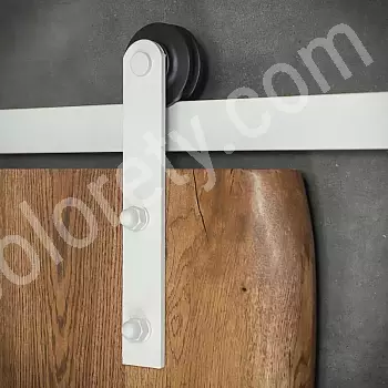 Sliding door system made of steel for wooden doors, weight up to 130 kg, length 2 meters, white color
