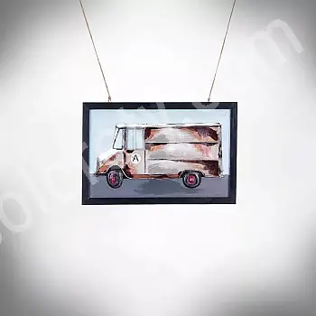 3D Metallkunst, Wanddekoratioun, Bild - &amp;amp;quot;Liwwerwagen A&amp;amp;quot;, Dimensiounen 60x40cm