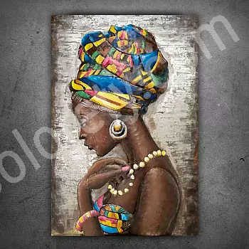 3D metal wall artwork &amp;quot;Beauty of African woman&amp;quot;, dimensions 120x70cm, weight 10 kg