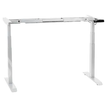 Metallinen pöytärunko sähköisesti säädettävällä korkeudella, kaksi moottoria, valkoinen, korkeus 61,5-126,5 cm, pituus 119-172 cm