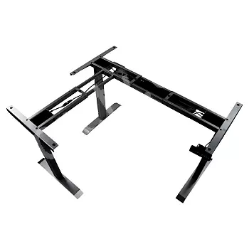 Large metal table frame with electric height adjustment for offices, adjustable height 61.5-126.5 cm, black color, three motors