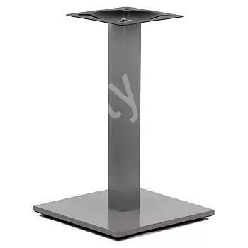 Centralt bordben af stål, firkantet fod, aluminium grå farve, fod 45x45 cm, højde 72 cm
