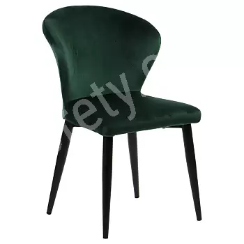 Gepolsterte Lounge Still aus Samt Stoff mat schwaarze Been, a gro oder Moosgréng, Set vu 4 Still