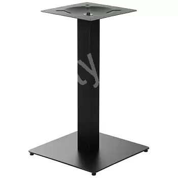 Centralt bordben af metal, sort farve, bundmål 45x45 cm