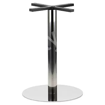 Base central de mesa em aço inoxidável, polida, diâmetro da base 49,5 cm, altura 72,5 cm