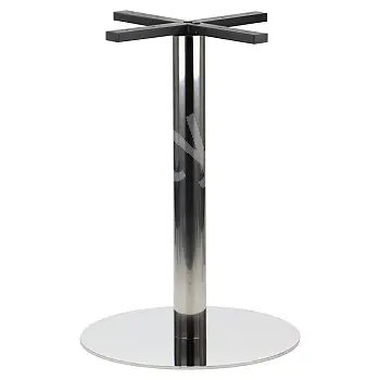 Tisch-Mittelgestell aus Edelstahl, poliert, Höhe 72,5 cm, Standfußdurchmesser 49,5 cm