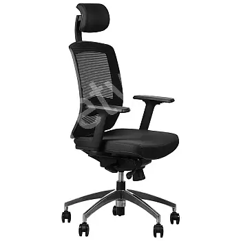 Cathaoir oifige chompordach le mogalra breathable ar ais i headrest dubh agus inchoigeartaithe
