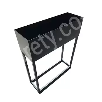 Large size steel flower pot with metal frame black colour, dimensions 60 x 19 cm, height 73 cm