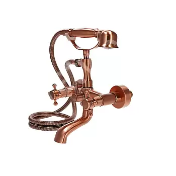 Miscelatore per vasca da bagno in stile vintage in ottone, montaggio a parete, altezza 28,5 cm, lunghezza beccuccio 9,5 cm