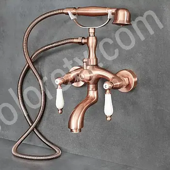 Miscelatore per vasca di lusso in ottone, a parete, altezza 31 cm, lunghezza beccuccio 11 cm