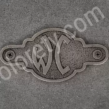 Informative cast iron sign for toilet, total dimensions 13 x 6.5 cm, set of 10 pcs.