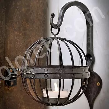 Candelabro de hierro fundido en forma de jaula, diseño antiguo, diámetro 16 cm, Juego de 3 piezas.