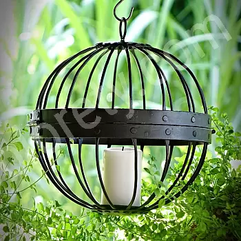 Candlestick made of cast iron in the form of a cage, antique design, diameter 26 CM, set of 2 pcs.