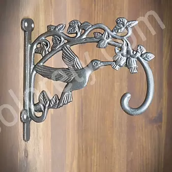 Lúibín balla déanta as iarann teilgthe le hook i gcruth éan, fad ón mballa 19 cm, sraith de 3 ríomhaire.