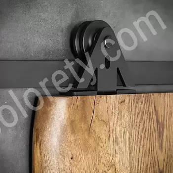 Système de porte coulissante pour portes en bois, poids jusqu'à 130 kg, longueur 2 mètres, couleur noire, monté au mur